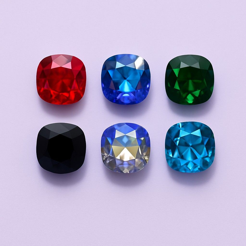 "SuvAaura square-cut pendant with 7 gemstone color options"