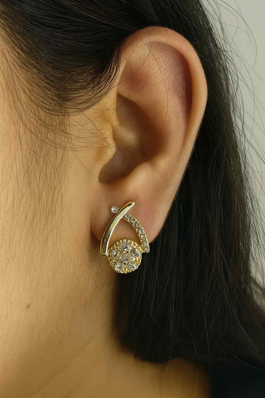 Elegant gold-tone earrings with sparkling stones
