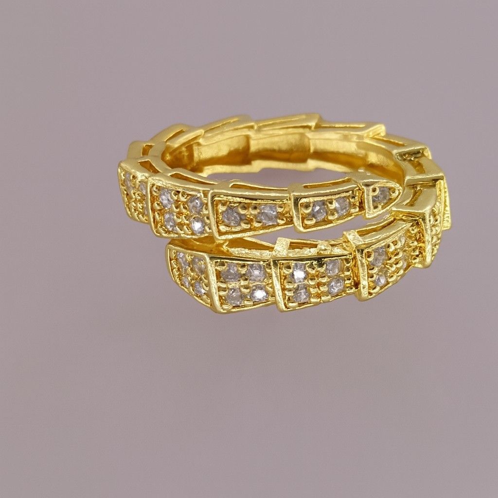"Gold-tone double band ring with embedded sparkling crystals"