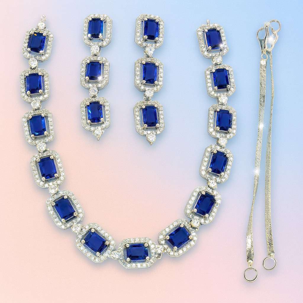 "Premium Blue Stone Jewelry for Weddings and Parties"