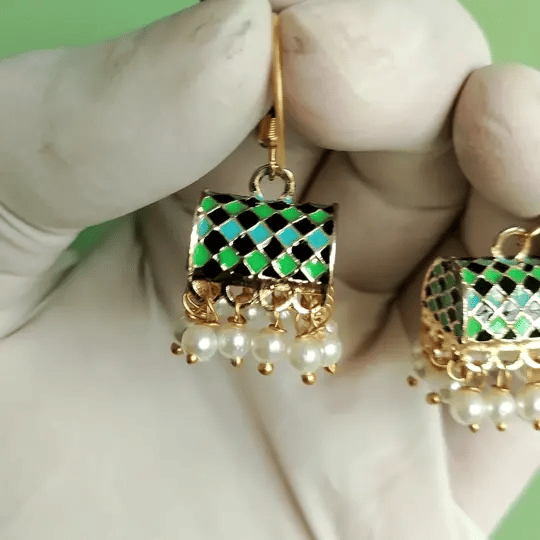 Traditional Meenakari Pearl Drop Earrings | Ethnic Colorful Dangler Collection