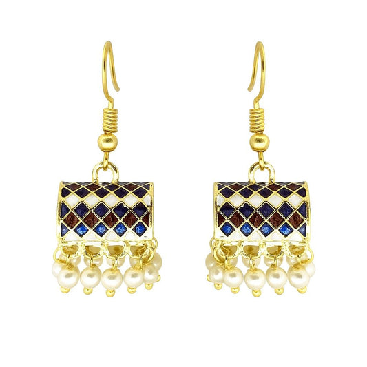 Traditional Meenakari Pearl Drop Earrings | Ethnic Colorful Dangler Collection