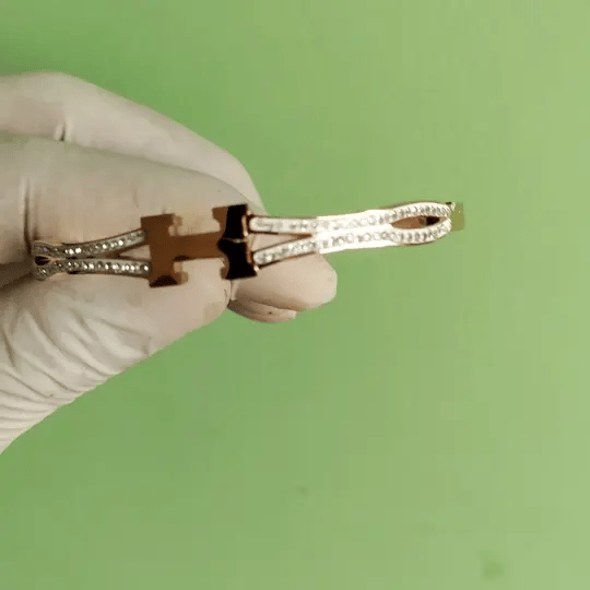 H Initial Gold-Tone Designer Bangle | Elegant Alphabet Bracelet