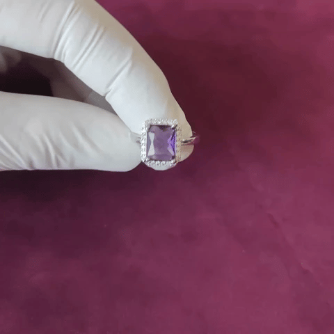 Adjustable Luxury Purple Stone AD Ring