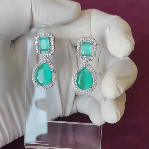 Emerald Green AD Drop Earrings