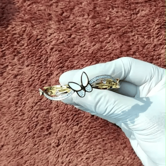 Elegant Butterfly Gold-Tone Bracelet with Sparkling Stones