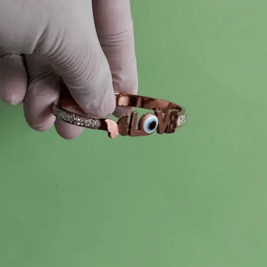 Love & Butterfly Gold-Tone Bracelet with Evil Eye & Stones