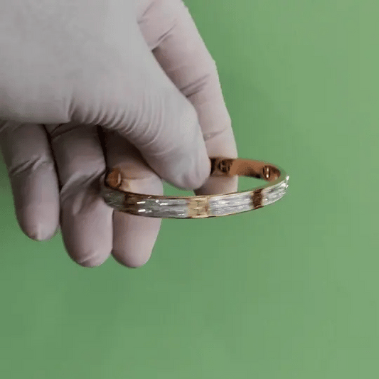 Gold-Tone Open Cuff 'H' Design Bracelet with Sparkling Stones