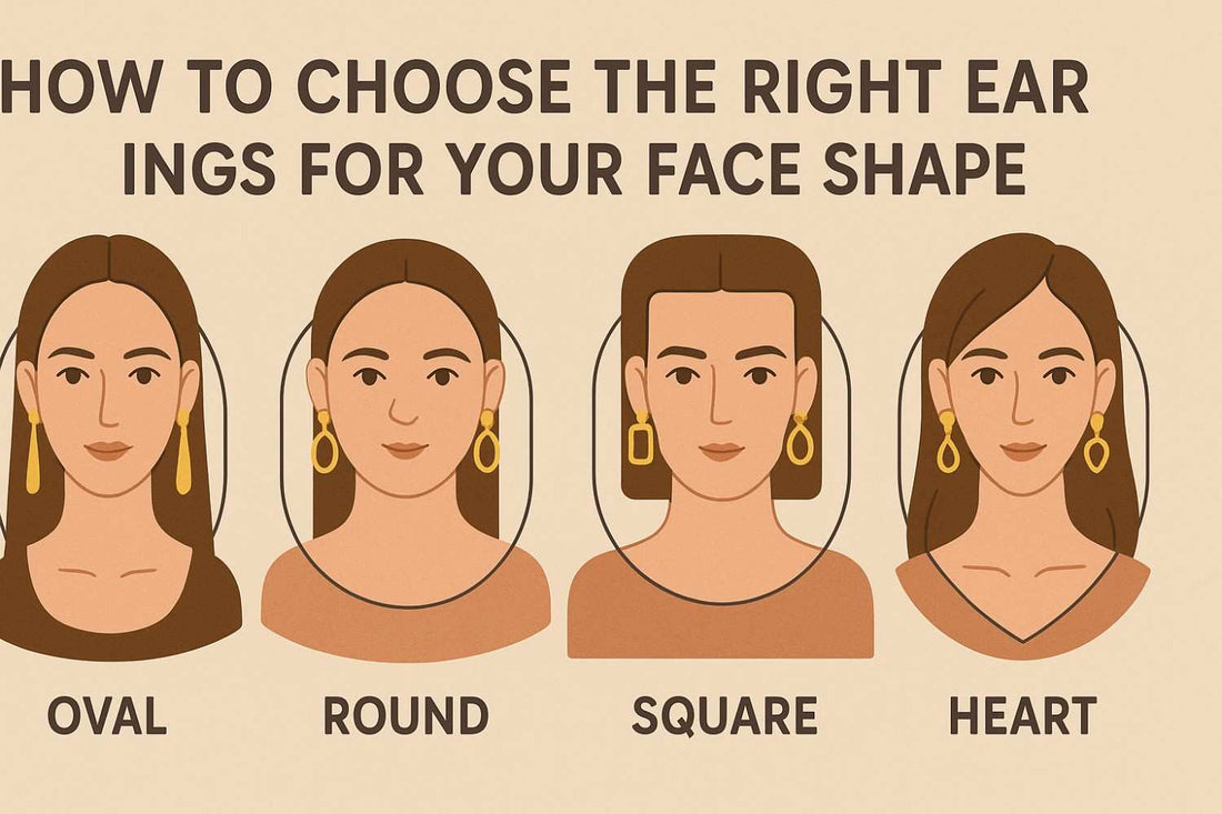 Infographic showing recommended earring styles for round, oval, square, heart, and long face shapes.