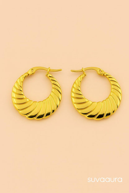 “Suvaaura gold-plated hoop earrings front view”