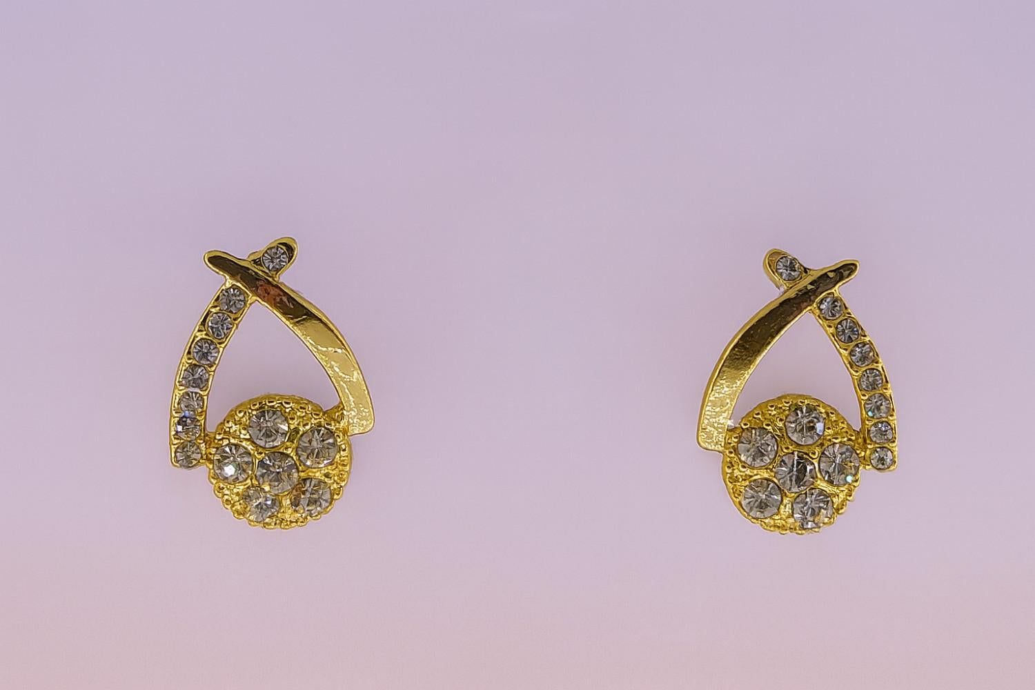 Golden finish crystal stud earrings for women

