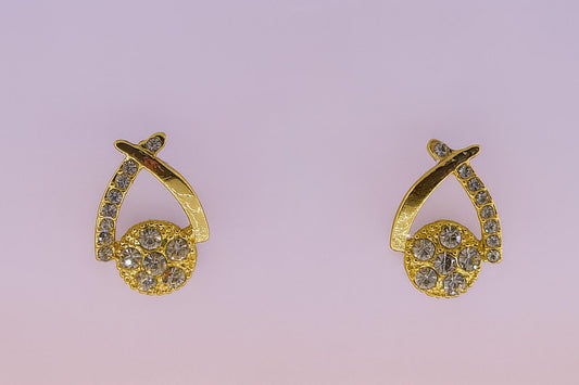 Golden finish crystal stud earrings for women

