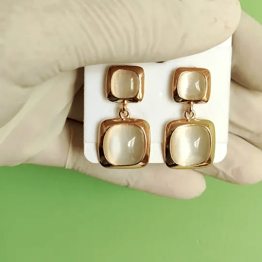 Elegant Gold-Tone Dual Square Drop Earrings | Minimal Statement Jewelry