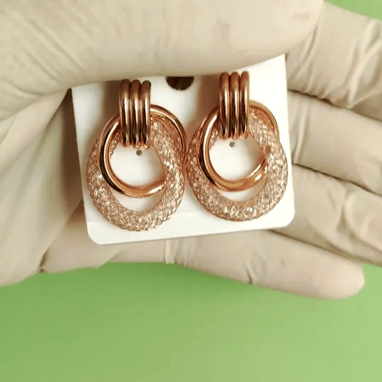 Classic Gold-Tone Textured Loop Stud Earrings | Modern Statement Jewelry