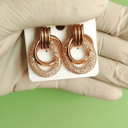 Classic Gold-Tone Textured Loop Stud Earrings | Modern Statement Jewelry