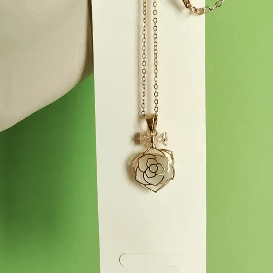 Elegant Gold-Tone Rose Pendant Necklace | Floral Charm Jewelry for Women