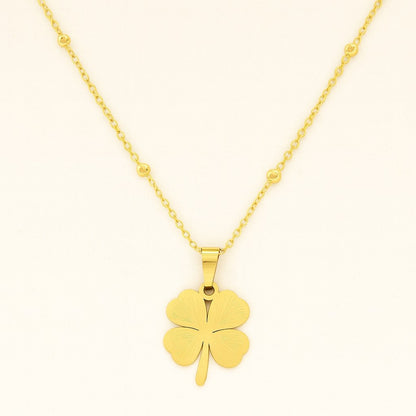 Gold-Tone Four-Leaf Clover Pendant Necklace | Symbol of Luck & Elegance