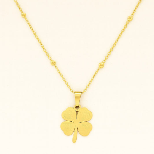 Gold-Tone Four-Leaf Clover Pendant Necklace | Symbol of Luck & Elegance