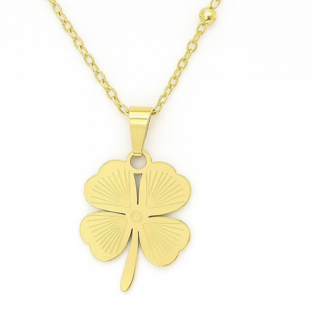 Gold-Tone Four-Leaf Clover Pendant Necklace | Symbol of Luck & Elegance