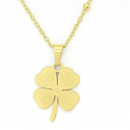 Gold-Tone Four-Leaf Clover Pendant Necklace | Symbol of Luck & Elegance