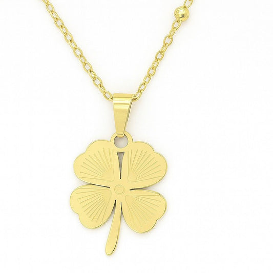 Gold-Tone Four-Leaf Clover Pendant Necklace | Symbol of Luck & Elegance