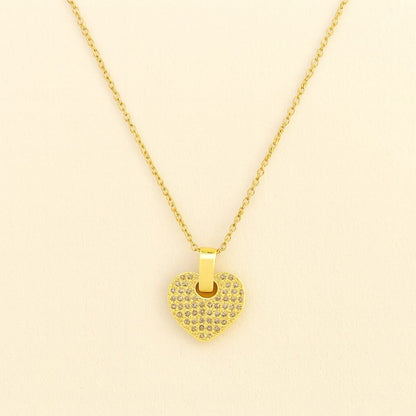 Elegant Gold-Tone Heart Crystal Pendant Necklace | Romantic & Daily Wear Jewelry