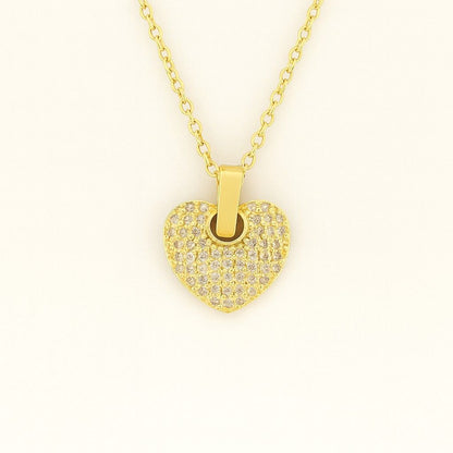 Elegant Gold-Tone Heart Crystal Pendant Necklace | Romantic & Daily Wear Jewelry