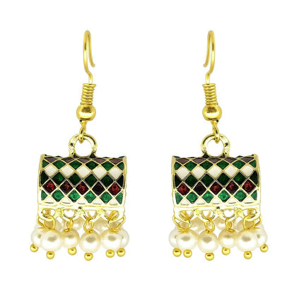 Traditional Meenakari Pearl Drop Earrings | Ethnic Colorful Dangler Collection
