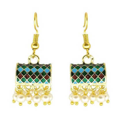 Traditional Meenakari Pearl Drop Earrings | Ethnic Colorful Dangler Collection