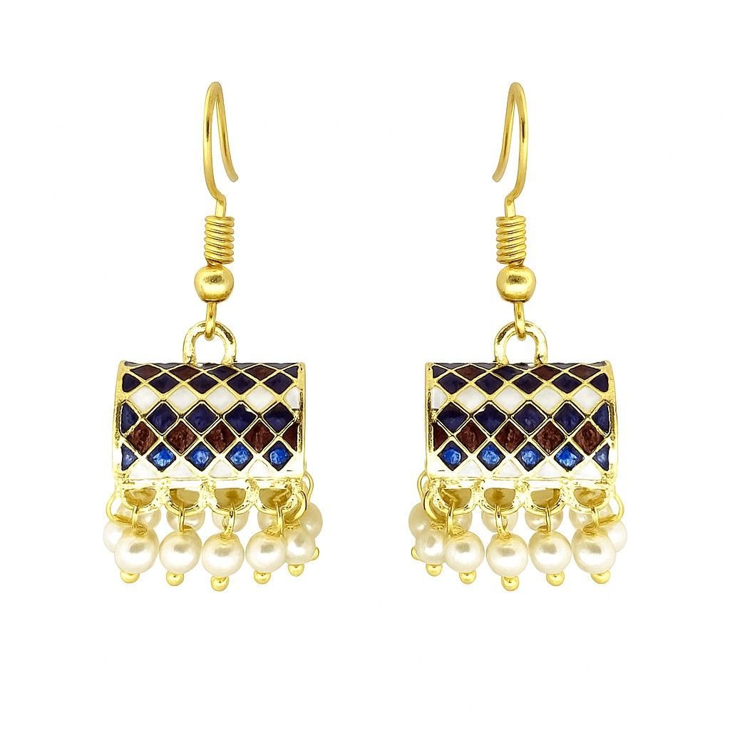 Traditional Meenakari Pearl Drop Earrings | Ethnic Colorful Dangler Collection