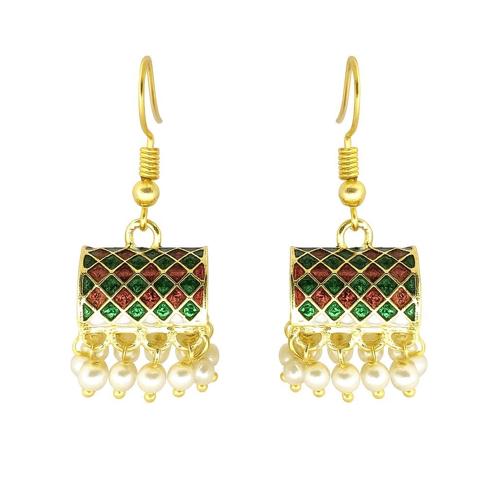 Traditional Meenakari Pearl Drop Earrings | Ethnic Colorful Dangler Collection