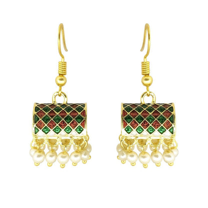 Traditional Meenakari Pearl Drop Earrings | Ethnic Colorful Dangler Collection