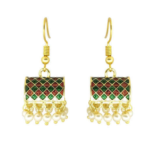 Traditional Meenakari Pearl Drop Earrings | Ethnic Colorful Dangler Collection