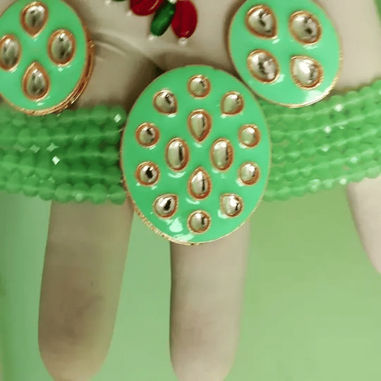 Mint Green Kundan Choker Necklace | Handcrafted Multi-Layer Beaded Choker