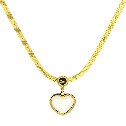 White Heart Pendant Necklace | Minimal Gold-Tone Chain