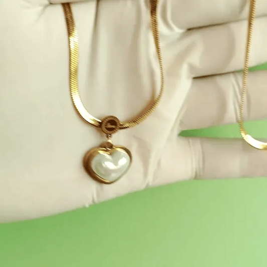 White Heart Pendant Necklace | Minimal Gold-Tone Chain