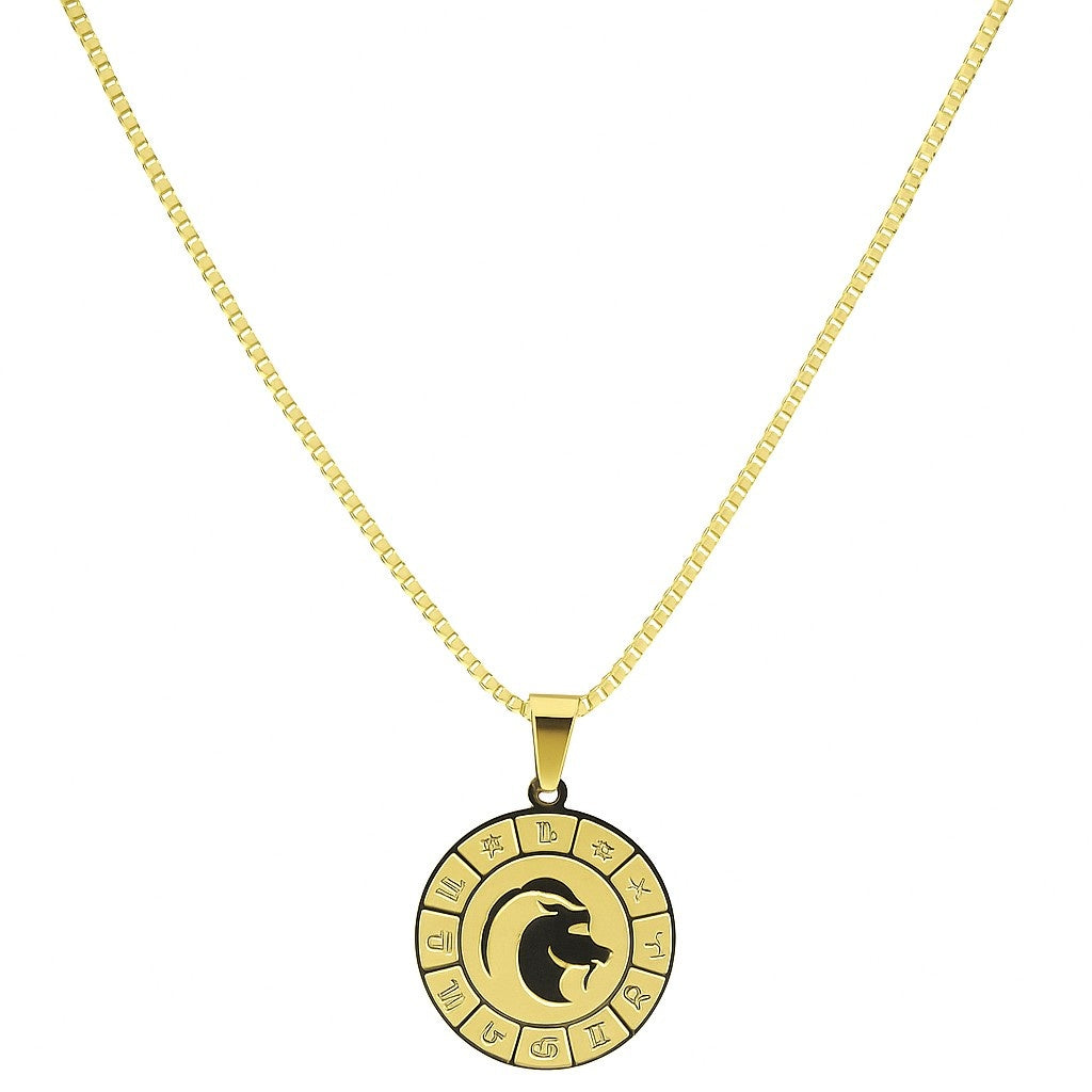 Zodiac Gold-Tone Pendant Necklace | Modern Horoscope Design