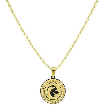 Zodiac Gold-Tone Pendant Necklace | Modern Horoscope Design