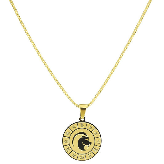 Zodiac Gold-Tone Pendant Necklace | Modern Horoscope Design