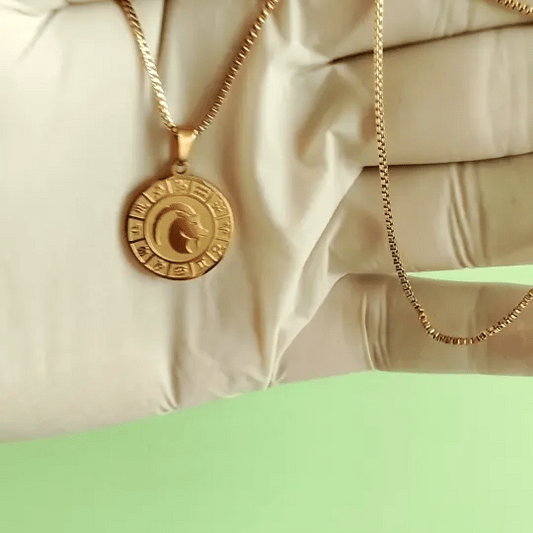 Zodiac Gold-Tone Pendant Necklace | Modern Horoscope Design