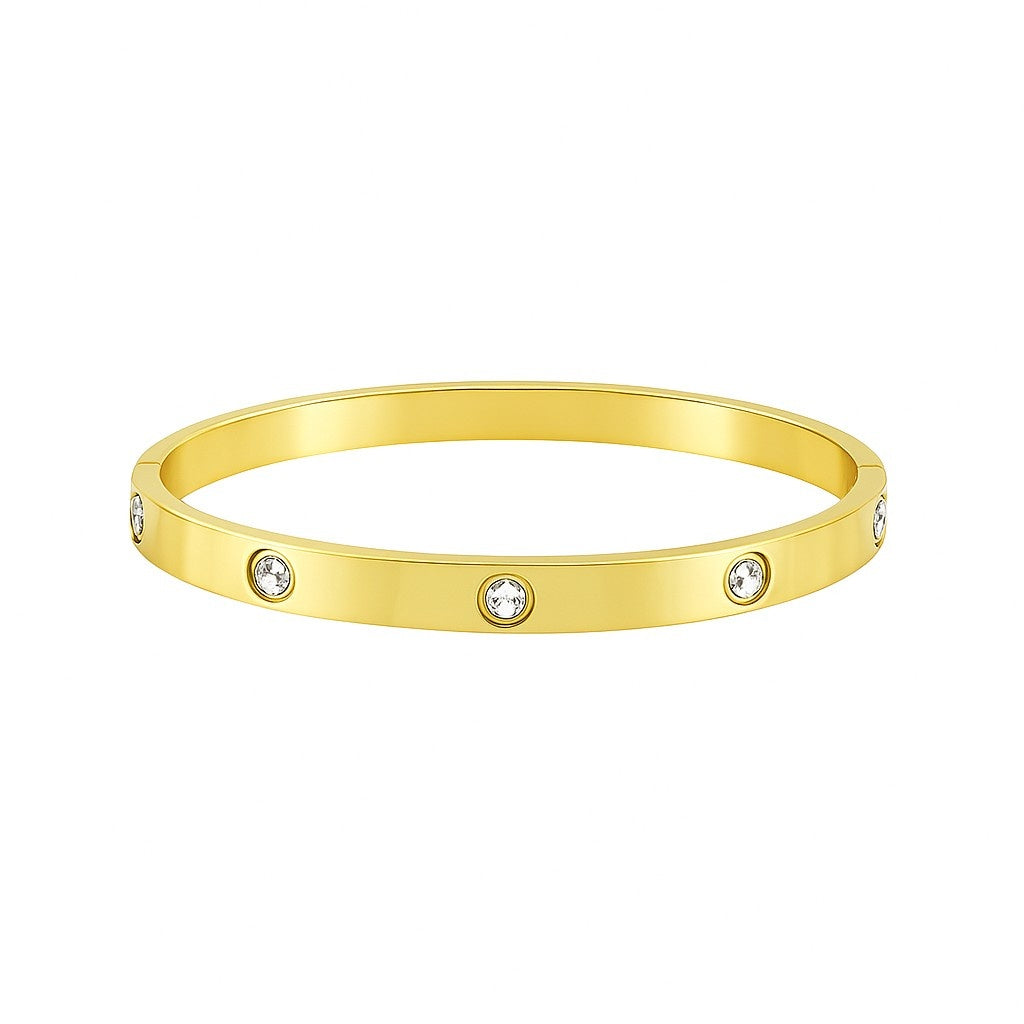 Gold-Tone Crystal Bangle | Minimal Elegant Bracelet