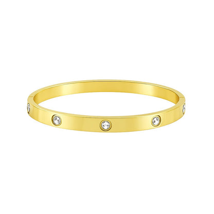 Gold-Tone Crystal Bangle | Minimal Elegant Bracelet