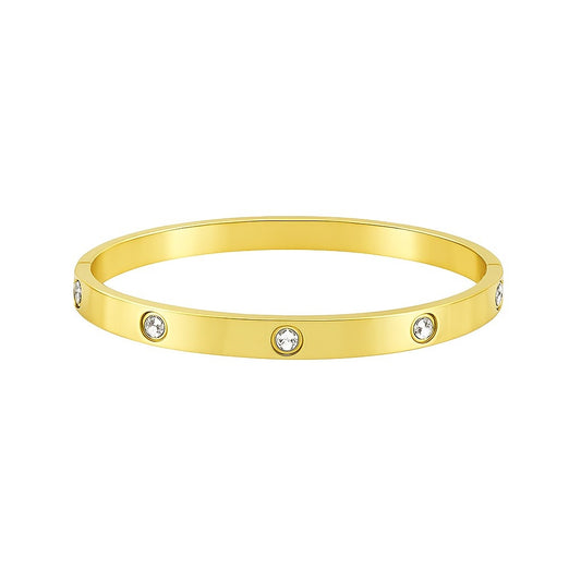 Gold-Tone Crystal Bangle | Minimal Elegant Bracelet