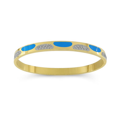Blue Stone Dual-Tone Gold Bangle | Modern Elegant Bracelet