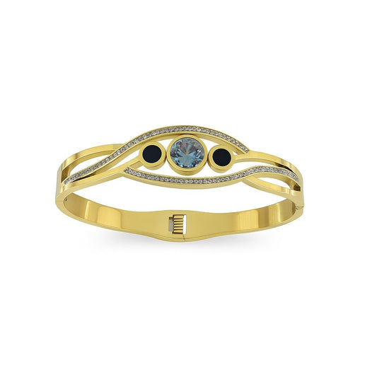 Evil Eye Crystal Gold-Tone Bangle | Protection & Elegance Bracelet