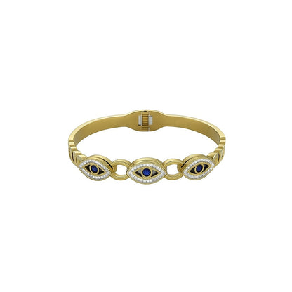 Triple Evil Eye Gold-Tone Bangle | Protective Charm Bracelet
