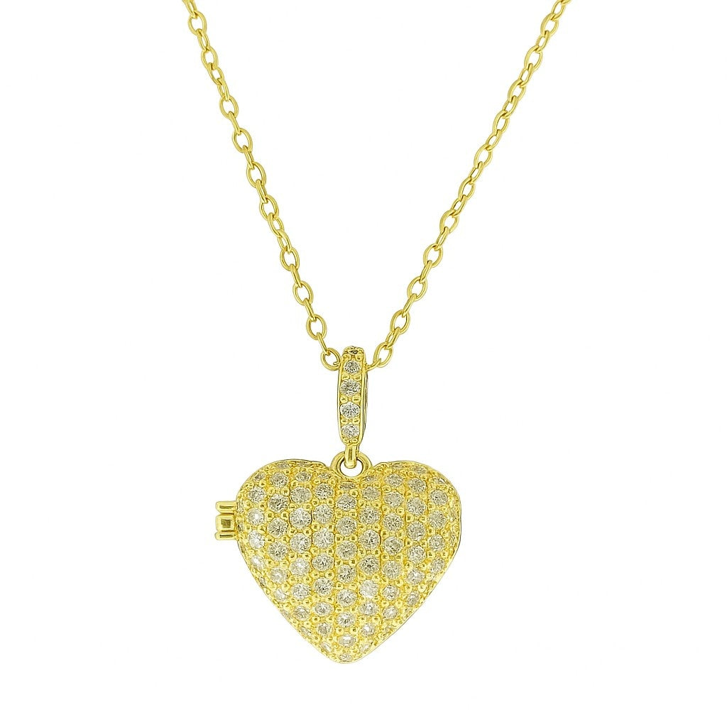 Heart Crystal Gold-Tone Pendant Necklace | Sparkling Love Locket