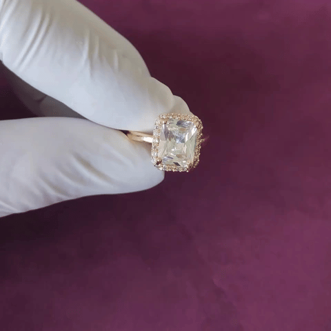 Adjustable Elegant Champagne Crystal Halo Ring