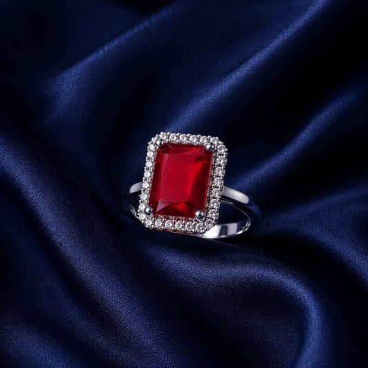 Adjustable Royal Ruby Red Stone AD Ring