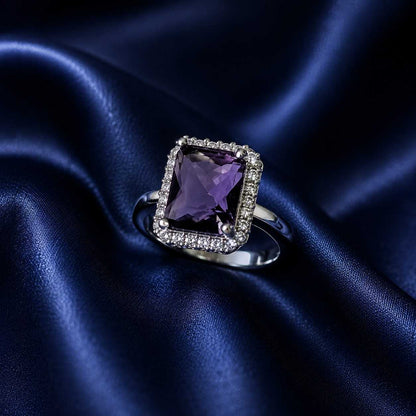 Adjustable Luxury Purple Stone AD Ring